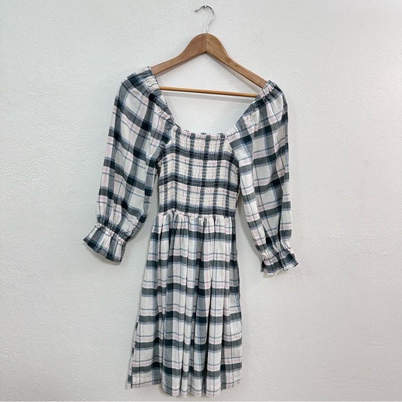 Madewell Smocked Plaid Mini Dress - Picture 4 of 6